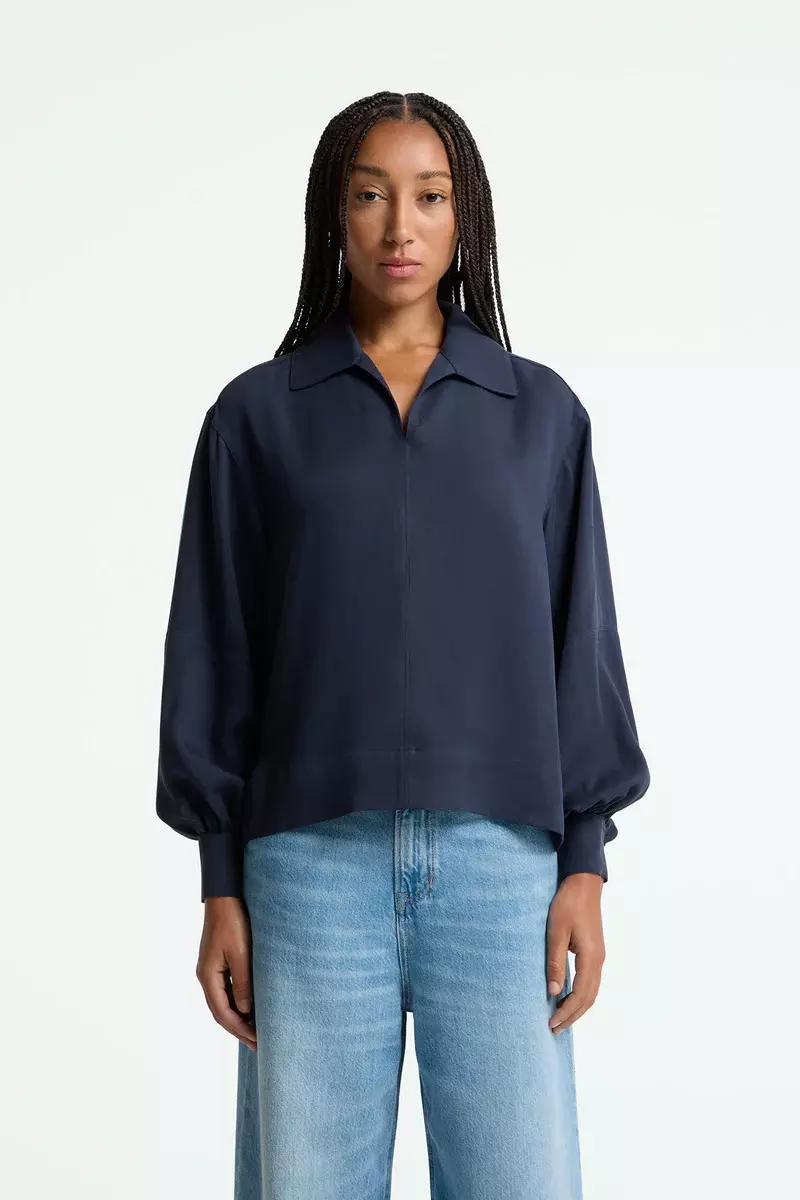 Kings Of Indigo Rheana Blues Dress Longsleeve Bluse blau